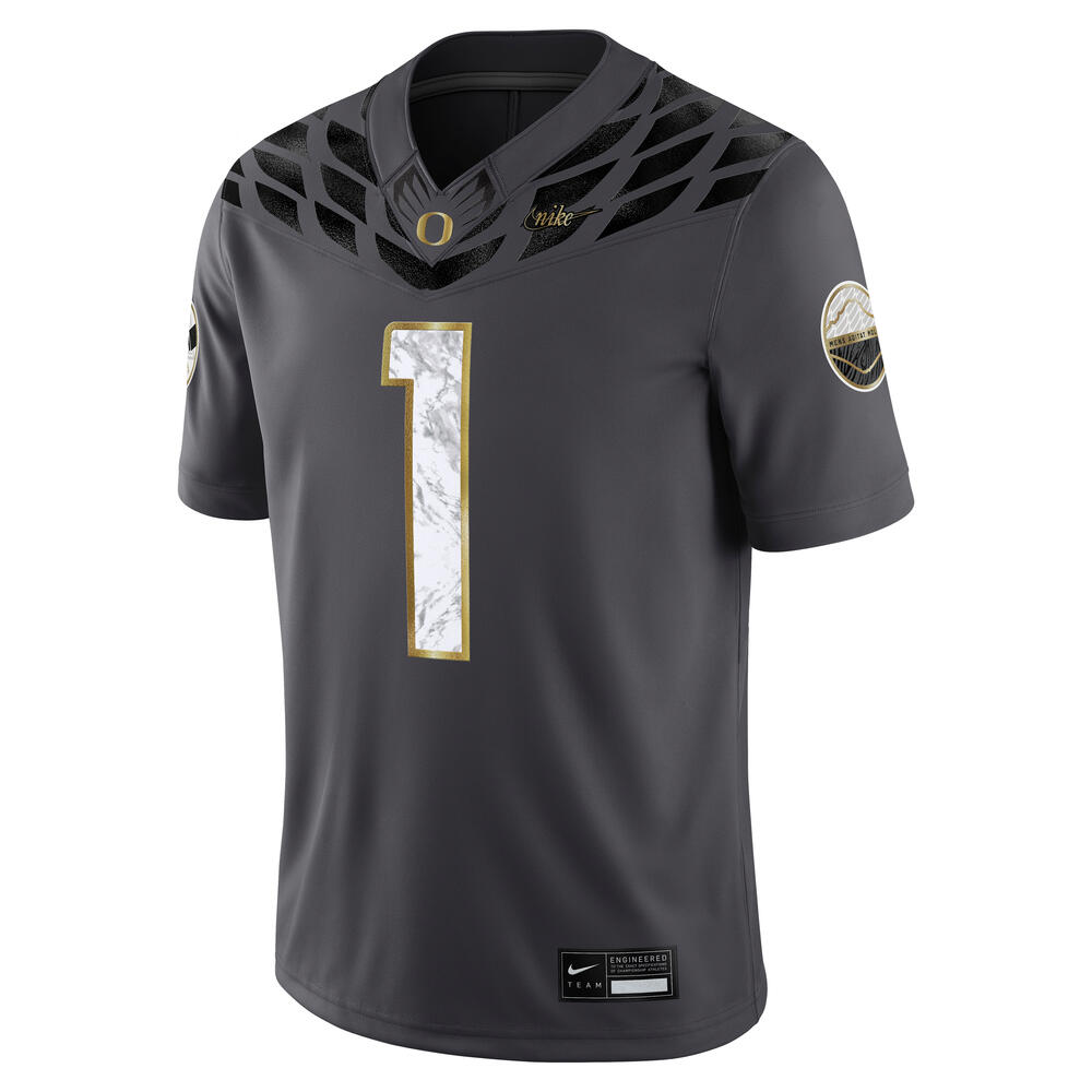 Classic Oregon O, Nike, Grey, Jerseys, Men, Football, Alt 325, Game Day, #1, Handshake, 929025